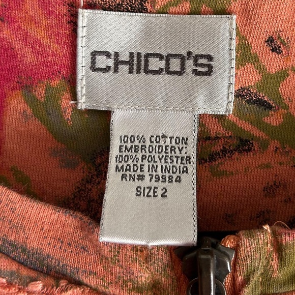 Chico’s Textured Zip Up Jacket 90s Artsy Boho Orange Sz 2 Large - Picture 3 of 5